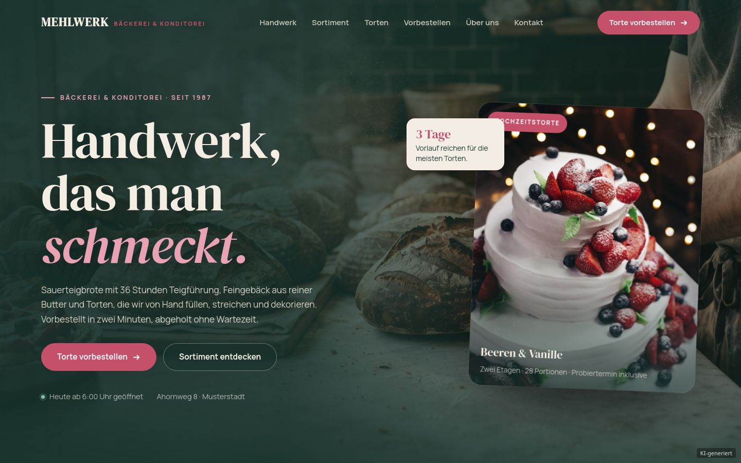 Demo-Website Bäckerei