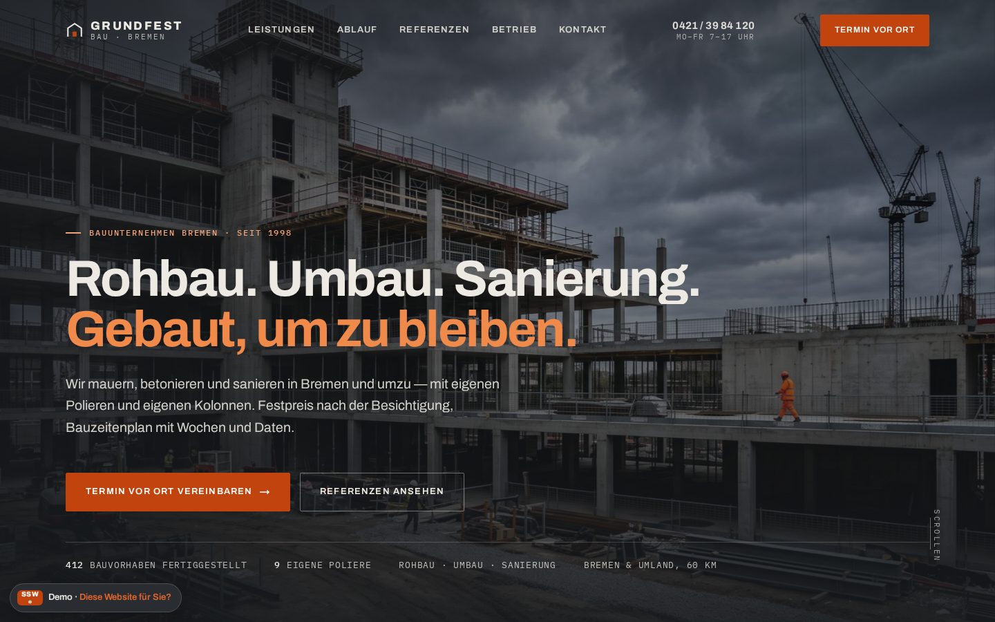 Demo-Website Bauunternehmen