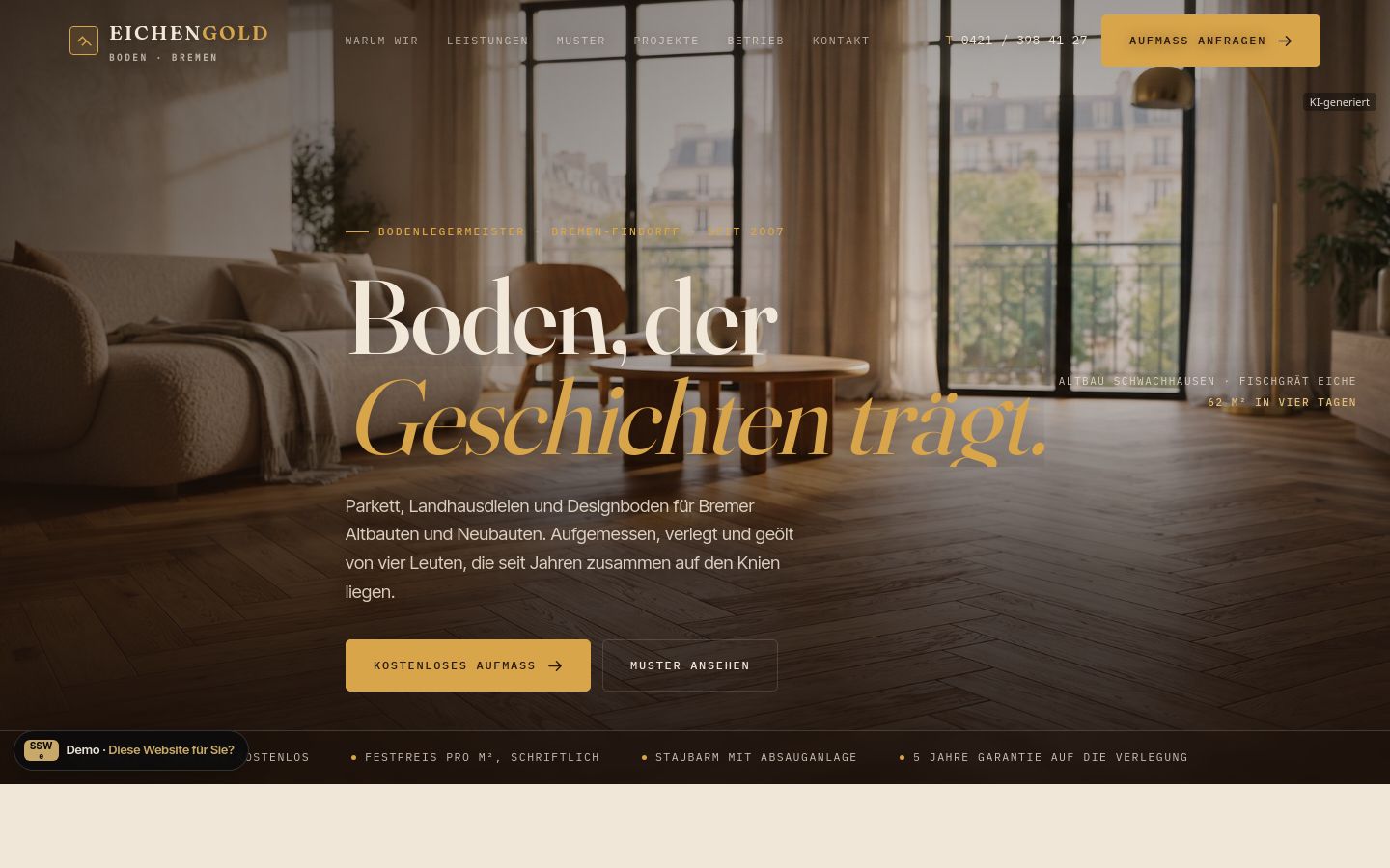 Demo-Website Bodenlegerbetrieb