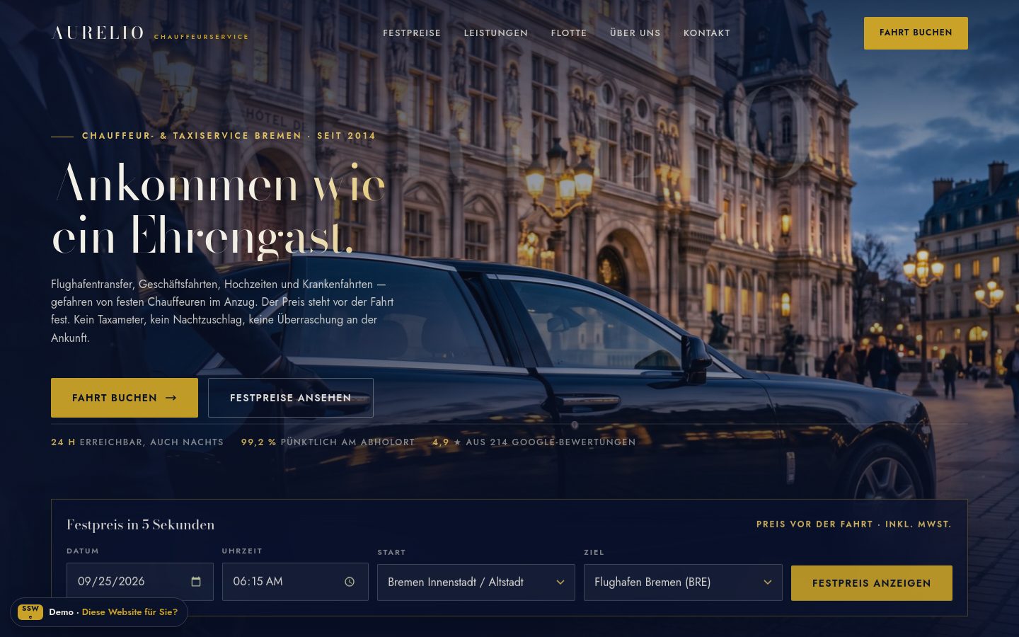 Demo-Website Chauffeurservice