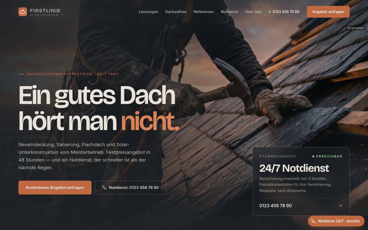 Demo-Website Dachdeckerbetrieb
