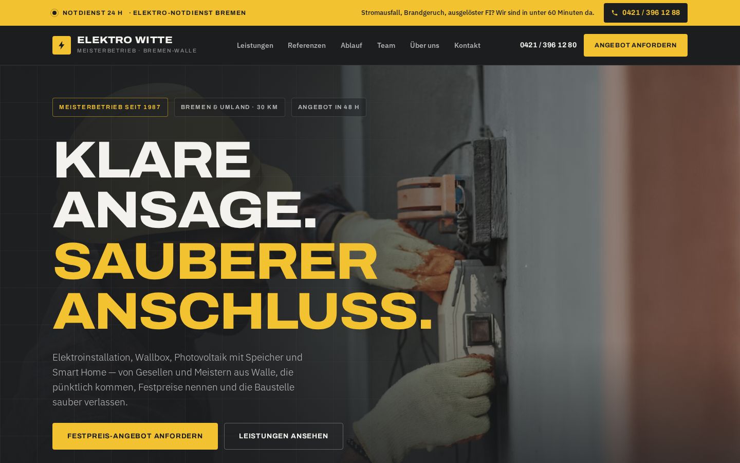 Website für Elektriker und Handwerker