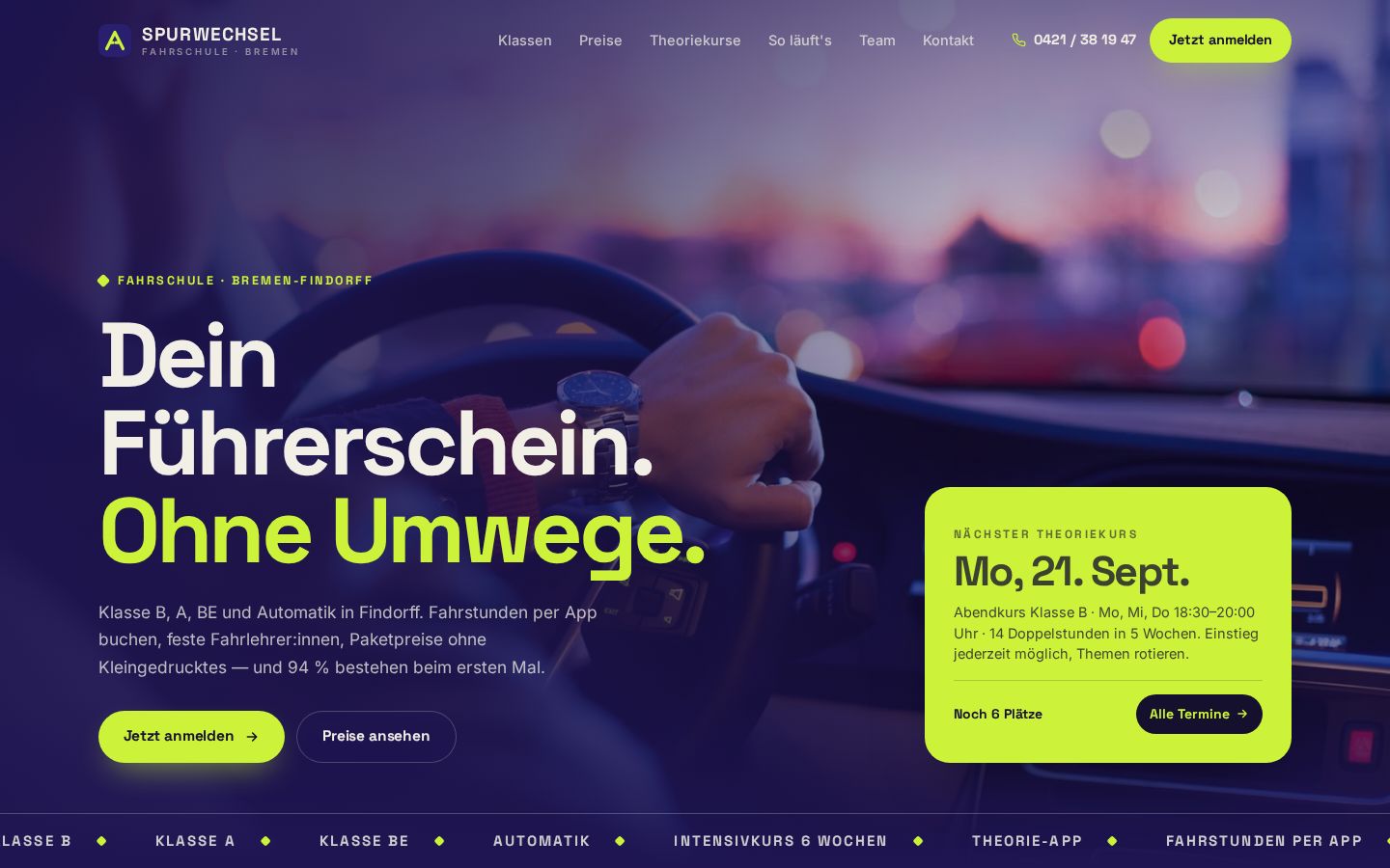 Website für Fahrschulen