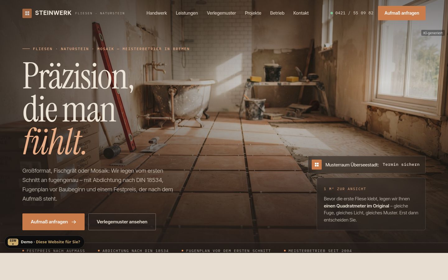 Demo-Website Fliesenlegerbetrieb