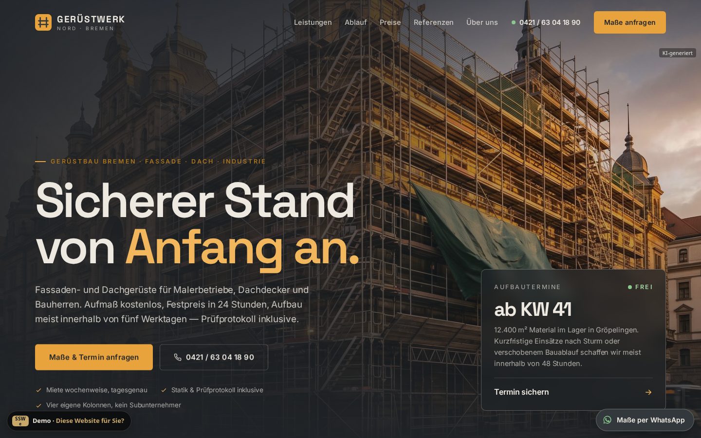 Demo-Website Gerüstbaubetrieb
