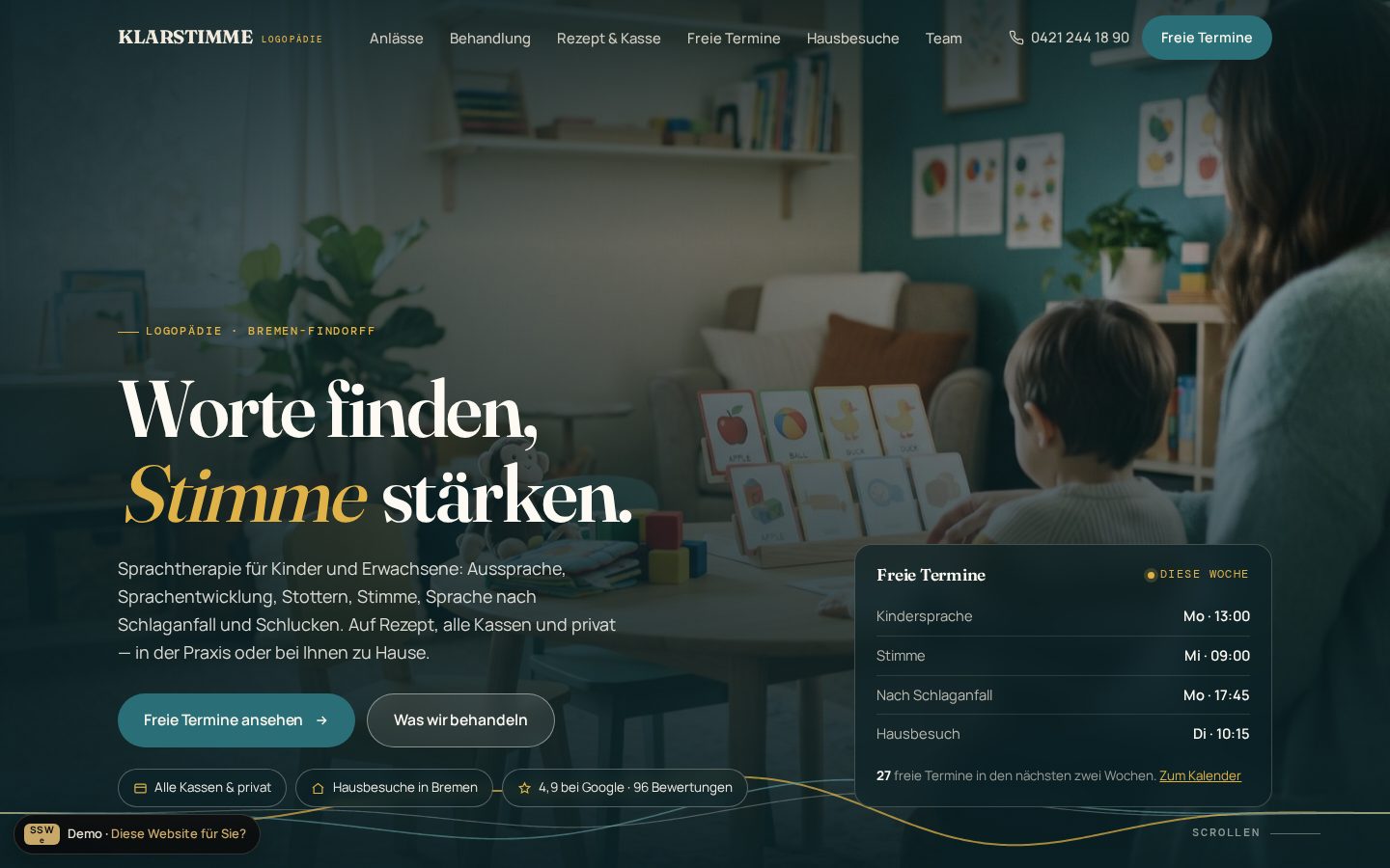 Demo-Website Logopädie-Praxis