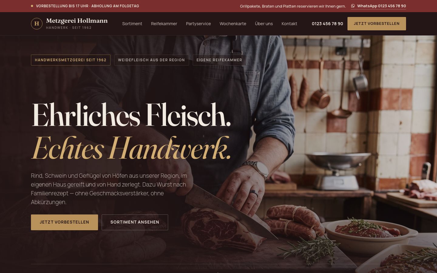Demo-Website Metzgerei