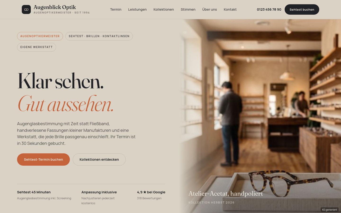Demo-Website Optiker