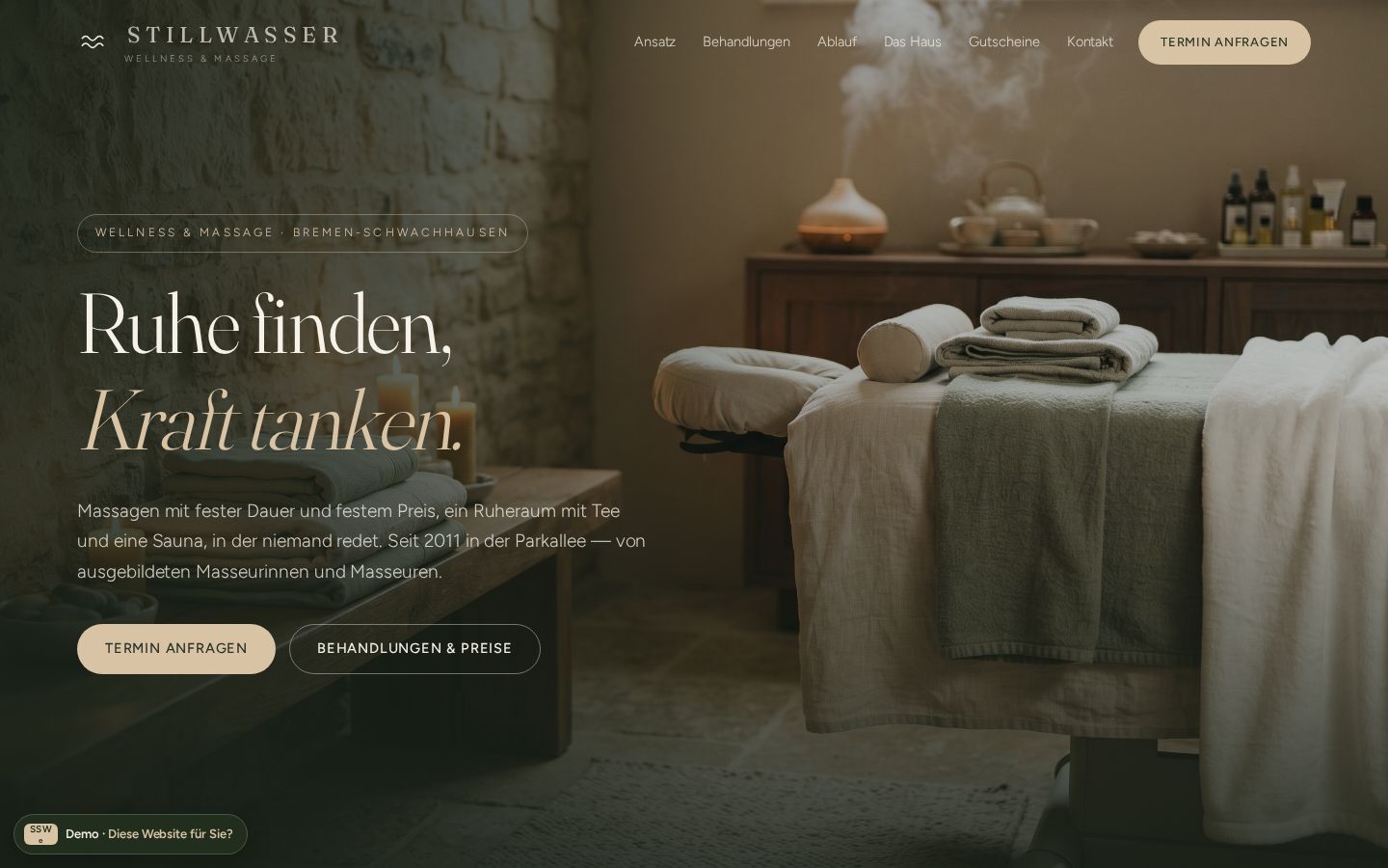 Demo-Website Wellnessstudio